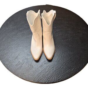Abata Western Vibez White Leather Western Boots Size 6 Stitched Cuban Heel Brida